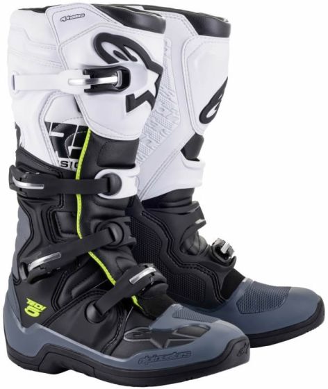 Alpinestars Tech 5 Motocross Boots - Black Dark Grey White