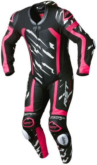 RST Pro Series Evo Airbag CE One-Piece Suit - Neon Pink/White Lightning