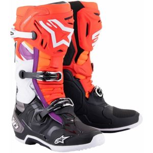 Alpinestars Tech 10 Motocross Boots - Black Red Fluo Orange Fluo White a