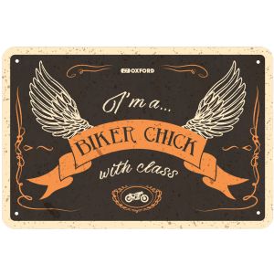 Oxford Garage Metal Sign: BIKER CHICK WITH CLASS
