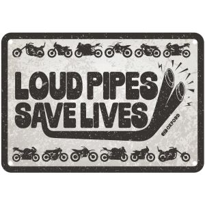 Oxford Garage Metal Sign: Loud Pipes Save Lives